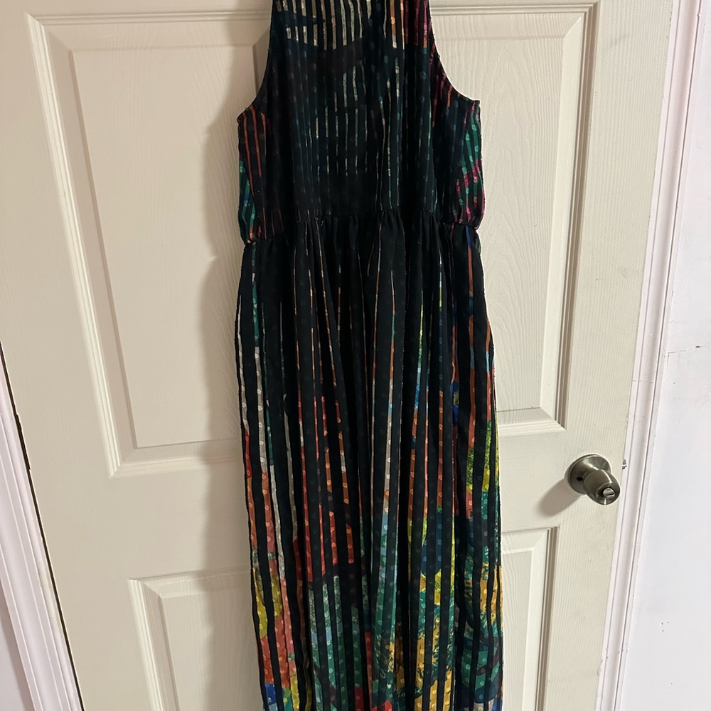Anthropologie Multicolor Geisha Designs Kalinka Pleated Floral Maxi Dress